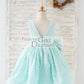 V Back Blue Sequin Wedding Flower Girl Dress Kids Party Dress with Bow